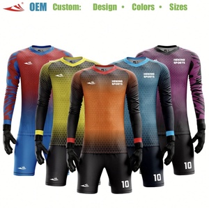 Conjunto de Entrenamiento de Fútbol para <span class=keywords><strong>Portero</strong></span>, <span class=keywords><strong>Camiseta</strong></span> con Mangas Naranjas Acolchadas, Pantalones de Jersey, Venta al Por Mayor, Logotipo Personalizado, Ropa Deportiva para Fútbol - Product Image 1