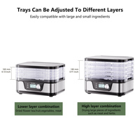 Déshydrateur alimentaire 380W, 5 plateaux, minuterie numérique, contrôle de la température 30-75°C ° Machine de séchage pour viande, fruits, légumes et herbes C Jerky
