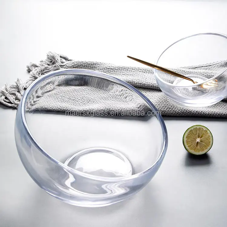 Recipiente esférico de vidro decorativo, recipiente esférico transparente para salada de frutas, tigela de vidro