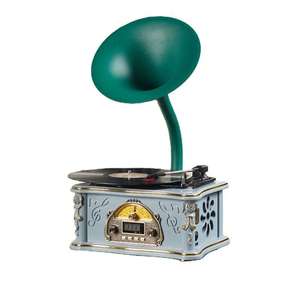 Sistema de Audio Retro Portátil de Escritorio, Receptor BT, Radio FM, Reproductor de Vinilos, Apariencia Elegante, Ideal para Regalo de Boda o Fiesta - Product Image 1