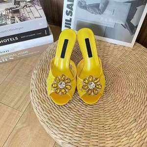 Lace Round-toe High <b>Heels</b>, Mesh Breathable Rhinestone Thin-heeled Sandals, <b>Heel</b> Height 6CM - 9CM Wedding Shoes - Product Image 3