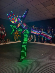 Traje de robot LED de píxeles a todo color, chaqueta láser David <span class=keywords><strong>Guetta</strong></span>, disfraz luminoso de Ranger Stilts, seda/algodón, para actuaciones en escenario para hombre - Product Image 5