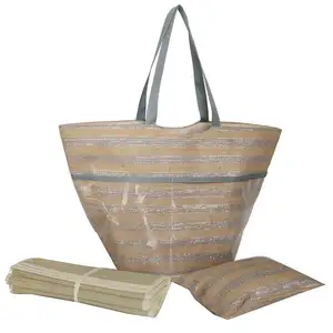 Wholesale Monogrammed Burlap Canvas Pom Pom Beach Bag With Cotton Rope Handles