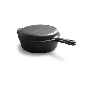 <span class=keywords><strong>Cocotte</strong></span> <span class=keywords><strong>en</strong></span> <span class=keywords><strong>fonte</strong></span> pré-assaisonnée antiadhésive de 26 cm avec longue poignée, compatible lave-vaisselle, pour usage domestique, <span class=keywords><strong>noire</strong></span>, gaz et induction - Product Image 3
