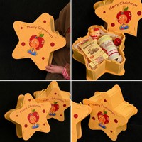 Boîte cadeau portable en forme d'étoile avec logo personnalisé, écologique, avec poignée, emballage en carton de luxe pour bonbons et jouets de Noël, recyclable