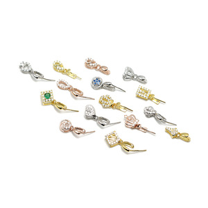 Micro Pave zircon Mặt dây chuyền quyến rũ S925 Sterling Bạc dưa hạt giống khóa Clip Pinch nối bông tai Phụ kiện Bail móc cài - Product Image 2