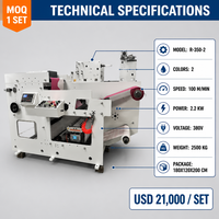 NOUVELLE MACHINE D'IMPRESSION FLEXO AUTOMATIQUE À 2 COULEURS SR-350-2 POUR ÉTIQUETTES, SACCHETS EN PAPIER, SACCHETS EN PLASTIQUE ET TUBES - IMPRIMANTE 100m/min