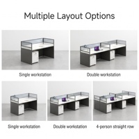 Serie de Escritorios Modulares Rectos, Ecológicos, Duraderos y Modernos para Oficina, Cubículo Lineal para Personal con Pantalla de Vidrio Esmerilado