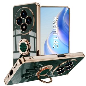 Xiai रेडमी 14 सी मामलों के लिए रिंग किकस्टैंड धारक बैक कवर केस के साथ लक्जरी इलेक्ट्रोप्लेटिंग - Product Image 1