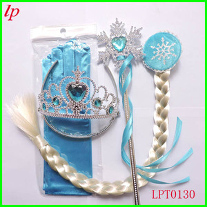 Frozen Children's Crown Wig Braids <b>Magic</b> Wand Gloves <b>Set</b> For Girls Party Costume LPT0131 - Product Image 3