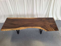 Plateau de table en bois massif de raintree à bords naturels pour restaurant, bureau, cuisine et salle à manger