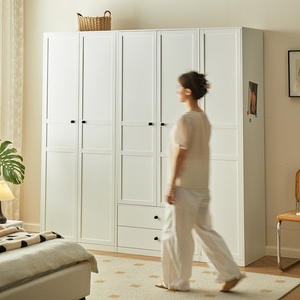 Moderne einfache Stahl garderobe für zu Hause Schlafzimmer zusammen gebauter Schrank für kleine Wohnung Lagerung mit Schublade für Hotel vermietung - Product Image 5