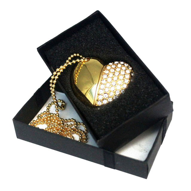 Pendrive 2.0 Necklace New Products Heart Shaped 2GB 4GB 8GB 16GB 2.0 Crystal Jewelry USB Flash Driver for Festival Gifts