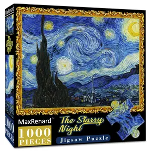 1000 pièces peintures de renommée mondiale étoile lune nuit tournesol papier Puzzle unisexe photo Puzzle jeu pour enfants 5 à 7 ans