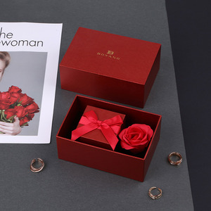 Boyang Custom Luxury Red Paper Engagement Wedding <b>Ring</b> Jewelry Box Packaging - Product Image 5