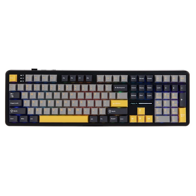 Wholesale AULA F108 Wireless Full Size Mechanical Gaming Keyboard 108 Hot-Swappable Keys Three Mode Gaming Mechanical Keyboard