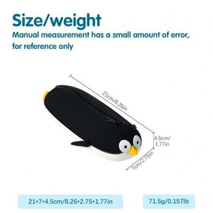 Sac de rangement pour maquillage en silicone écologique, imperméable, durable, portable, avec fermeture éclair, motif pingouin, pour l'école et les activités de plein air - Product Image 5