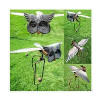 Home Jumbo Kinetic Patriotic Eagle Garden Pfahl mit Wing Span Kinetic OWL Stake Einzigartige Gartenkunst Solar Metal Owl Ornament