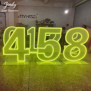 Enseigne au néon en acrylique de haute qualité, livraison rapide, 0-9, chiffres joyeux anniversaire pour la décoration de fête de <span class=keywords><strong>mariage</strong></span> - Product Image 4