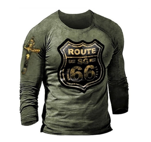 Camiseta Vintage de manga larga para hombre, camisetas con estampado de letras 3D, <span class=keywords><strong>ruta</strong></span> de EE. UU., <span class=keywords><strong>66</strong></span>, de gran tamaño 5XL ropa holgada, otoño - Product Image 3