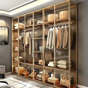 Factory Direct Aluminum Alloy Closet Modern Simple Bedroom Closet Shoes Bags Display Cabinet