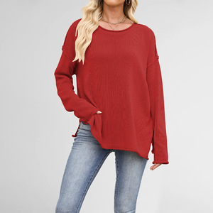 Nuovo Maglione Pullover <span class=keywords><strong>Basic</strong></span> da <span class=keywords><strong>Donna</strong></span> Coreano Autunno Inverno 2026 in Acrilico Lavorato a <span class=keywords><strong>Maglia</strong></span> Tinta Unita Girocollo Ampio Versatile - Product Image 4