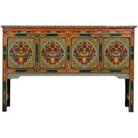 Console multifonctionnelle en bois d'orme de style tibétain chinois, aspect antique, à quatre portes et pieds hauts, pour hall d'entrée, meuble d'altar, mobilier de maison