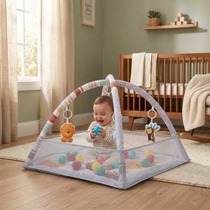 สนามเด็กเล่น 3-in-1 Safari Ball Pit Playpen, พร้อมโครงตาข่าย, แผ่นรองนุ่ม และลูก<span class=keywords><strong>บอล</strong></span>หลากสี 30 ลูก สำหรับเด็กทารกและเด็กเล็ก - Product Image 3