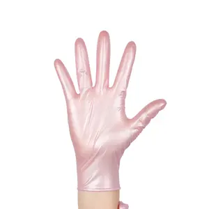 トップ中国卸売美しいお手頃価格ピンクブレンドニトリル手袋使い捨てパウダー無料女性美容院