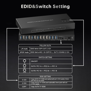 4K 60Hz HDMI <span class=keywords><strong>KVM</strong></span> chuyển đổi màn hình kép 4 máy tính EDID giả lập 3 cổng <span class=keywords><strong>USB</strong></span> 3.0 <span class=keywords><strong>KVM</strong></span> chuyển đổi 4 trong 2 ra - Product Image 6
