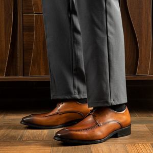 Chaussures pour hommes haut de gamme, formelles, pour le travail, les déplacements, les mariages, fabriquées à la main, durables, en cuir véritable, mode polyvalente, à lacets - Product Image 3