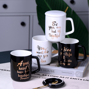 Taza de café de cerámica con tapa para pareja, cuchara de té de oficina, taza de leche clásica, Horóscopo con patrón personalizable - Product Image 2