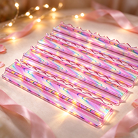 Support de Mahjong en Acrylique Transparent Iridescent Effet Laser, Bords Ondulés, Règle de Poussée pour Mahjong, Support Personnalisable en Acrylique pour Mahjong