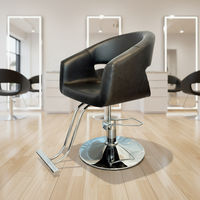 Fauteuil de Barbier en Acier Inoxydable en Gros avec Accoudoirs Rotatifs, Design Moderne Personnalisable, Base Métallique et Repose-Pieds en Métal pour Coiffeur