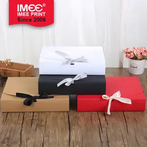 IMEE Hochwertige Luxus Starren Karton Verpackung Klapp Papier Geschenk Box mit Band Schließung