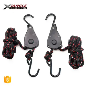 Rope Ratchet Hanager 3/8" 15ft Block And Tackle Ratchet Tie Down Rope Hotiest Pulley 250lb Weight Capacity