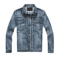 Usine OEM Veste en jean tendance de haute qualité pour hommes Veste en jean à fermeture éclair et manches longues