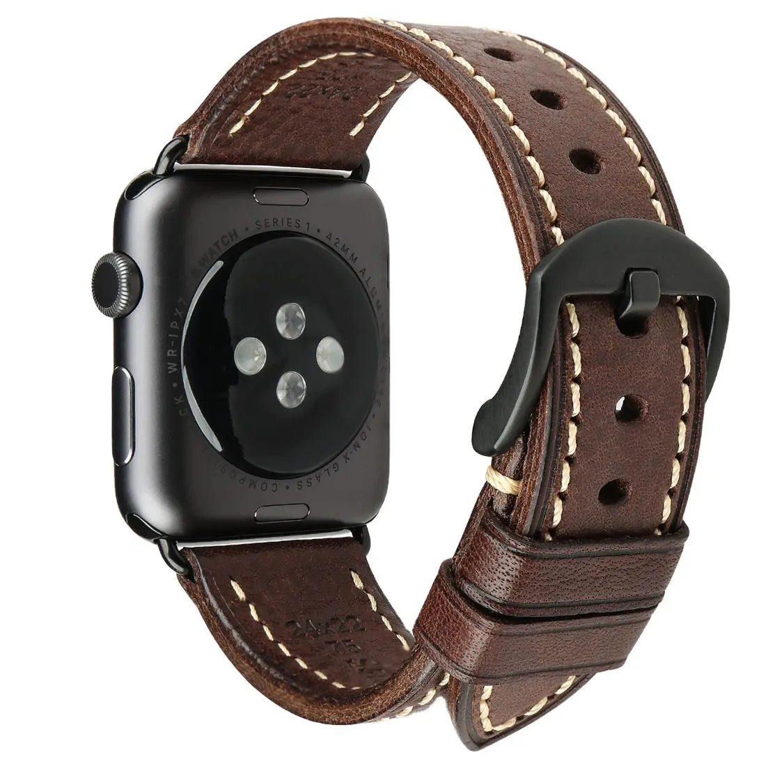 Factory Supply Hand Made Luxury Leather Watch Strap Grain for Apple Watch Band 42 38mm 44 40mm Soft Apple Watch 6 Leather Band