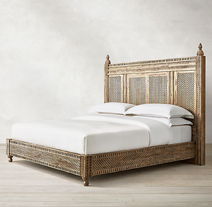 Meubles de salon sculptés de style vintage américain, meubles de chambre à coucher, lit queen-size, lit double, lit en bois, meubles sur mesure - Product Image 3