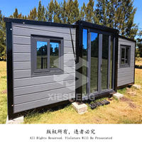 Maison conteneur préfabriquée extensible à double aile de 40 pieds, 2-3 chambres, maison modulaire pliable avec cuisine et salle de bain pour villa résidentielle