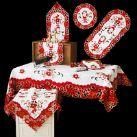 Nappe de Noël en tricot jacquard de luxe brodée de fleurs, réutilisable pour les banquets de fin d'année et la saison des fêtes