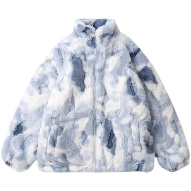 Custom High Quality Fleece Jacket Winter Thick Windbreak Coat Tie Dye Fleece Jacket Unisex artificial Fleece Jacket