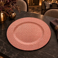 Roségold 13-Zoll Kunststoff-Platzteller, Modern Pulverbeschichtet mit Geometrischer Diamant-Textur, Untersetzer für Partys und Festessen