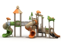 Certification ASTM F1487 disponible, membre IPEMA, équipement de terrain de jeux extérieur sur le thème de la forêt YONGLANG, toboggan en spirale en plastique et en acier