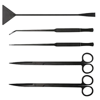 Kit d'outils d'entretien d'aquarium en acier inoxydable avec grattoir à sable carbonisé pour plantes vivantes et herbes