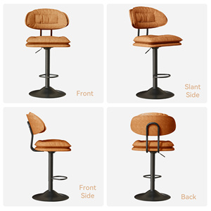 Tabourets de bar pivotants à double couche réglables, ergonomiques, en métal moderne, rembourrés, pour une utilisation en extérieur et en salle à manger - Product Image 5