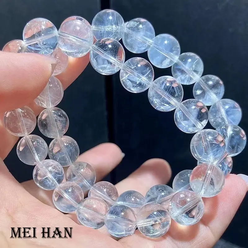 Meihan بالجملة AAA أزرق طبيعي إبرة الكوارتز واضحة الخرز الدائري السلس لصنع المجوهرات تصميم الأزياء ديي