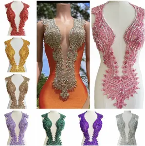 ZSY Beautiful fashion crystal embroidered wedding dress rhinestone appliques bodice