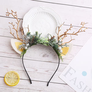 عيد الميلاد الغزلان قرن الوعل عقال مع الزهور قرن الوعل زهرة إكسسوارات الشعر للحفلات تأثيري حلي - Product Image 6