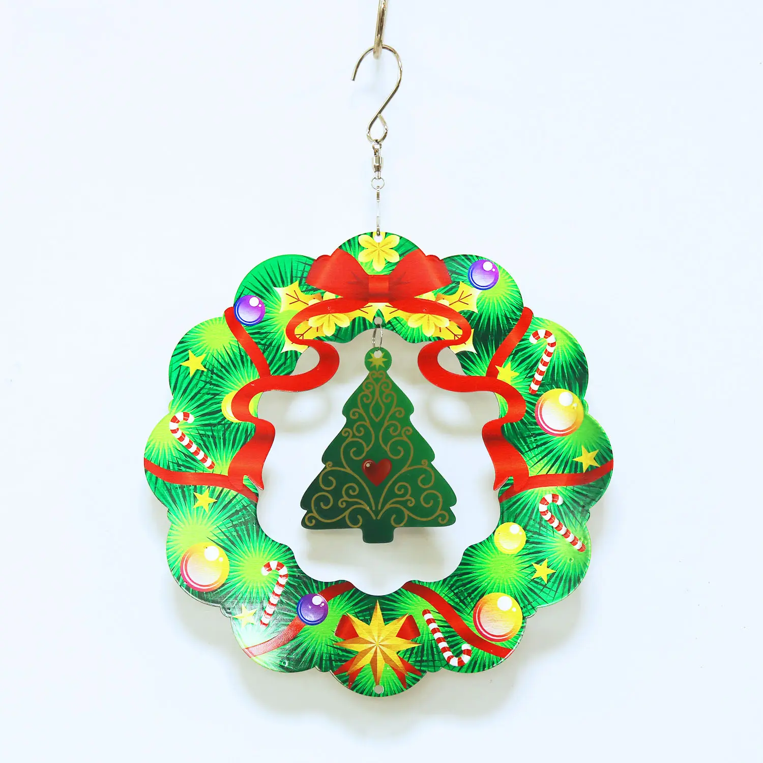 قابلة لإعادة الاستخدام ديكور عيد الميلاد التسامي المعادن الرياح الدوار فارغة على شكل شجرة بيضاء 10 بوصة المعادن الرياح الدوار أجزاء